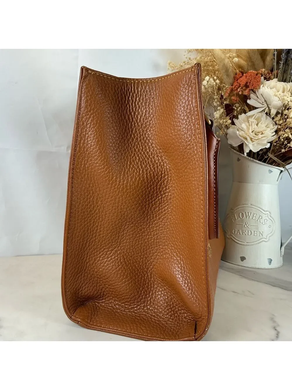 Dooney & Bourke Brown Tan‎ Leather Satchel Hand Shoulder Crossbody Bag